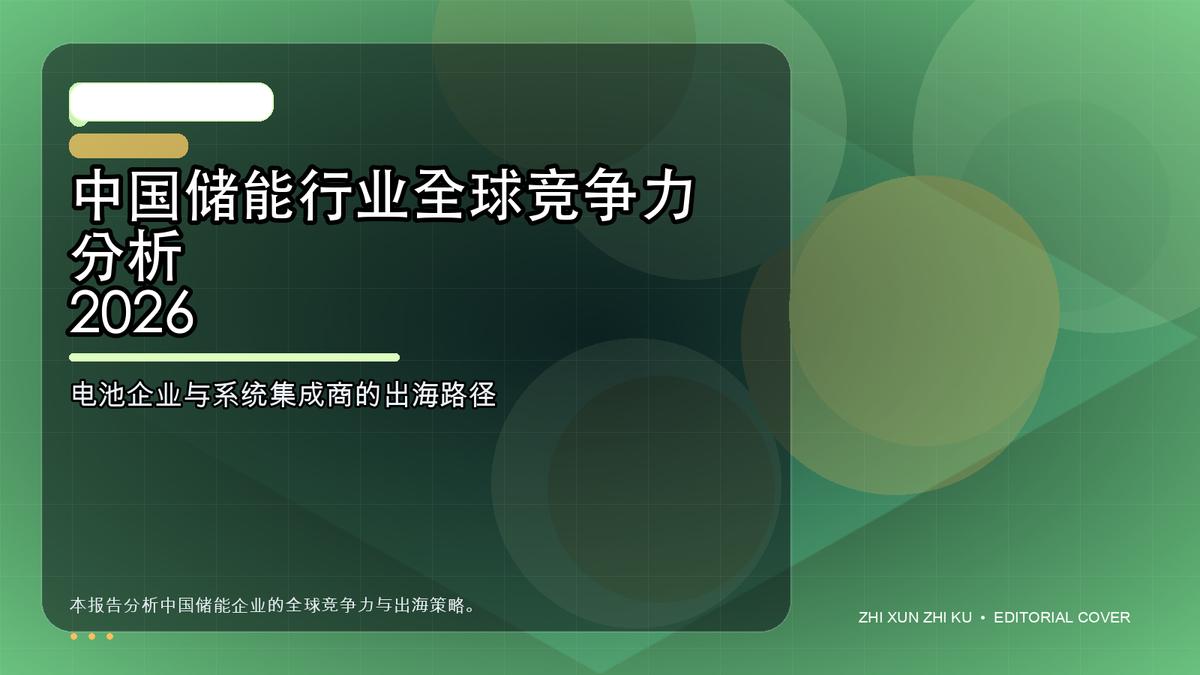 中国储能行业全球竞争力分析 2026